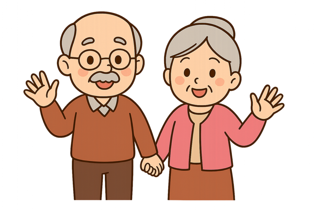 grandparents, grandmother, grandfather, cartoon grandparents, elderly couple, family illustration, senior couple, grandma and grandpa, cute cartoon, family love, children's illustration, elder care, family values, parenting, cartoon characters, family clipart, old couple, intergenerational, senior citizens, ai generated