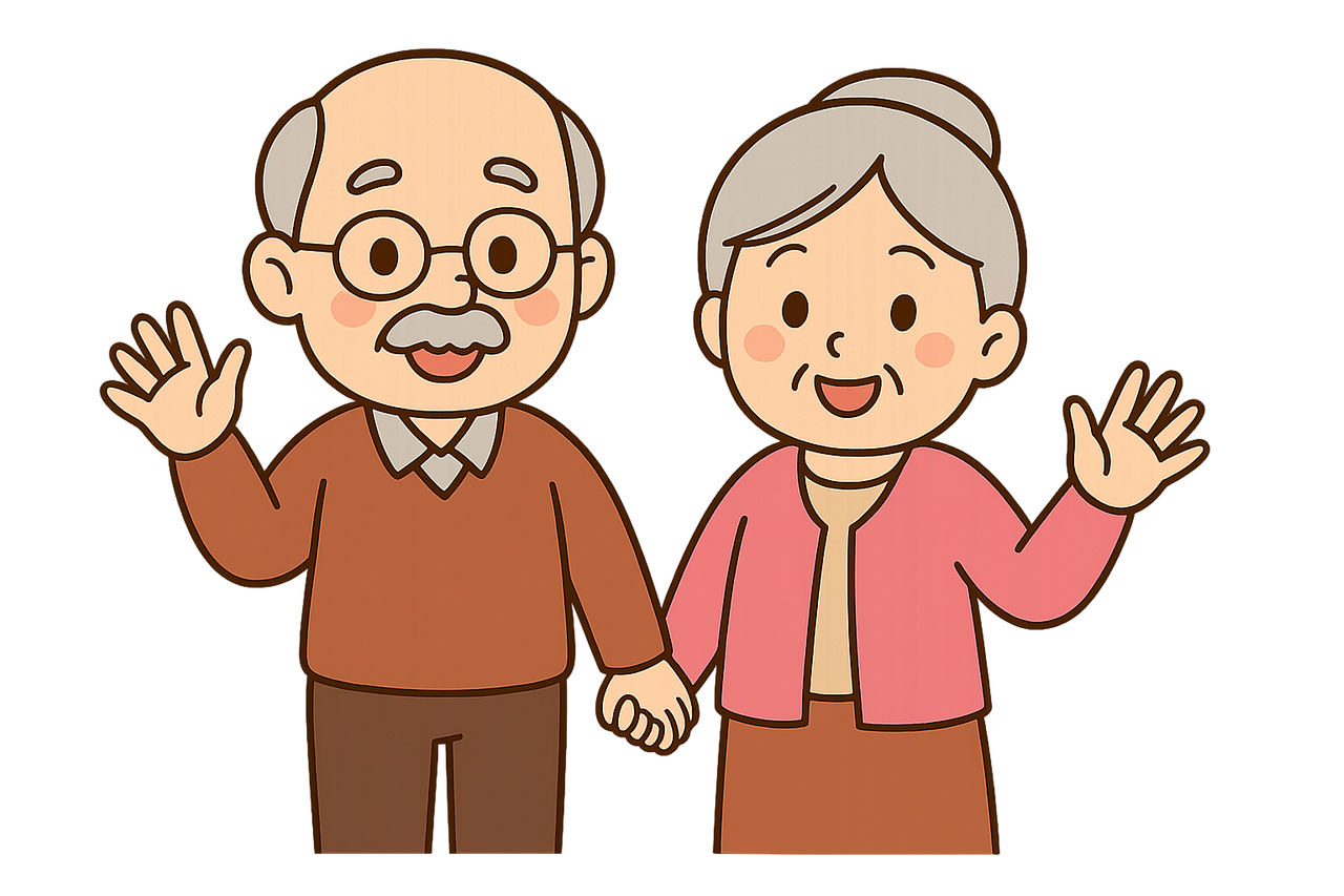 grandparents, grandmother, grandfather, cartoon grandparents, elderly couple, family illustration, senior couple, grandma and grandpa, cute cartoon, family love, children's illustration, elder care, family values, parenting, cartoon characters, family clipart, old couple, intergenerational, senior citizens, ai generated