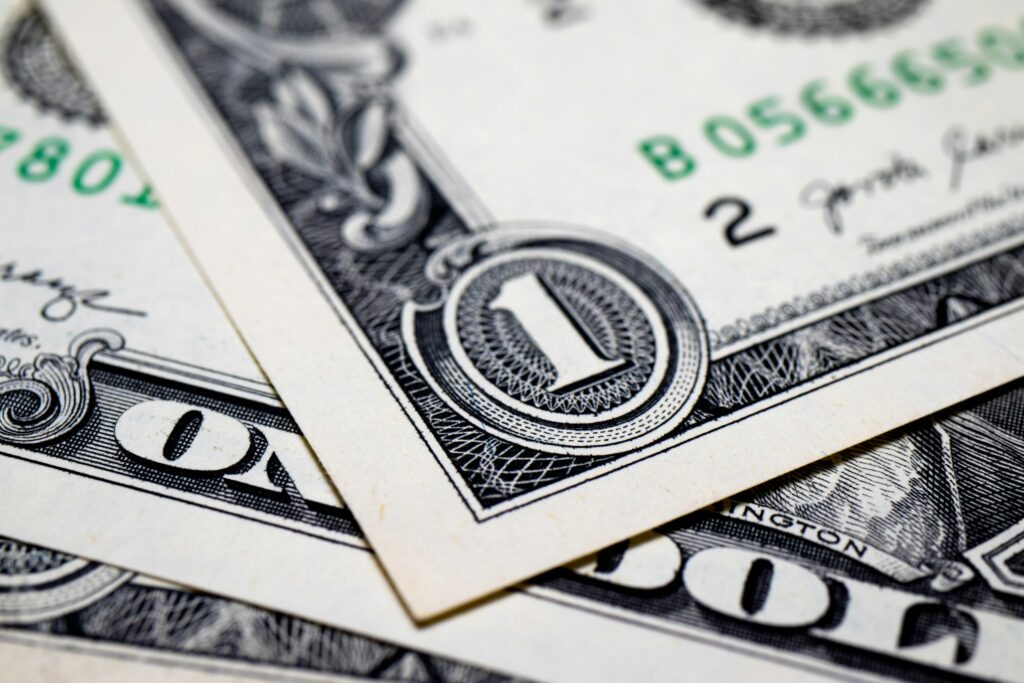 Close up one dollar bill