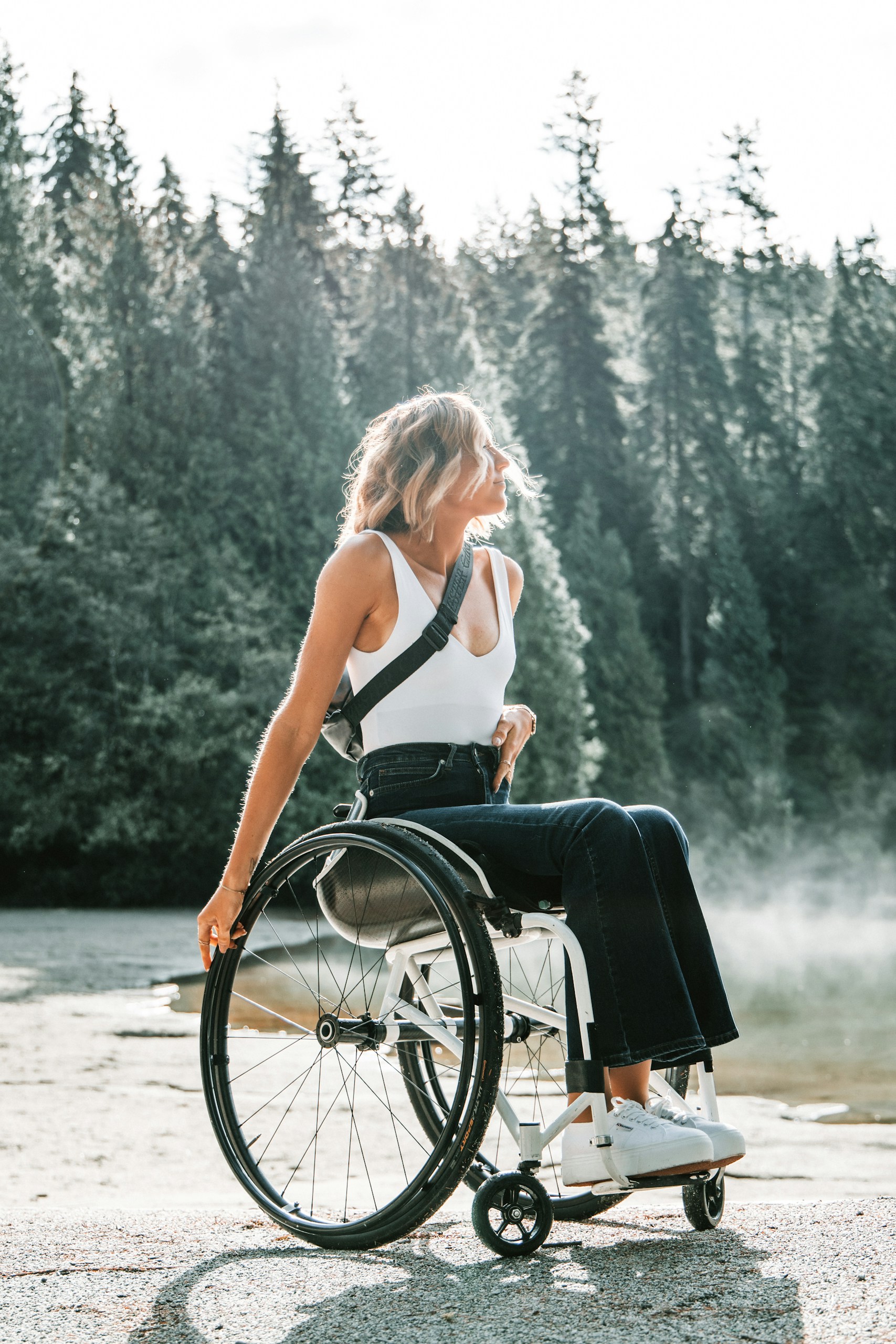 I had such a great time shooting with Ebba. We were really lucky to have these conditions as it had been raining the entire week up to this point! I love how the morning light illuminates her, as well as the steam coming off the lake.