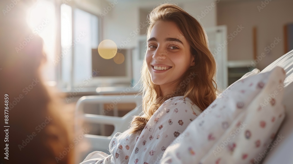 Pregnant woman with husband in a hospital room waiting for labor and delivery