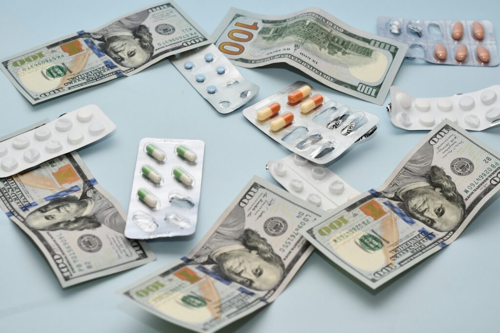 Medicine and lot of USD.